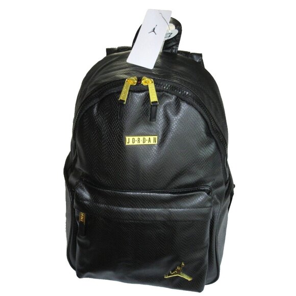 Jordan Regal Air Black Gold Faux Leather Backpack Travel Bag Black Snake NWT - Picture 3 of 7